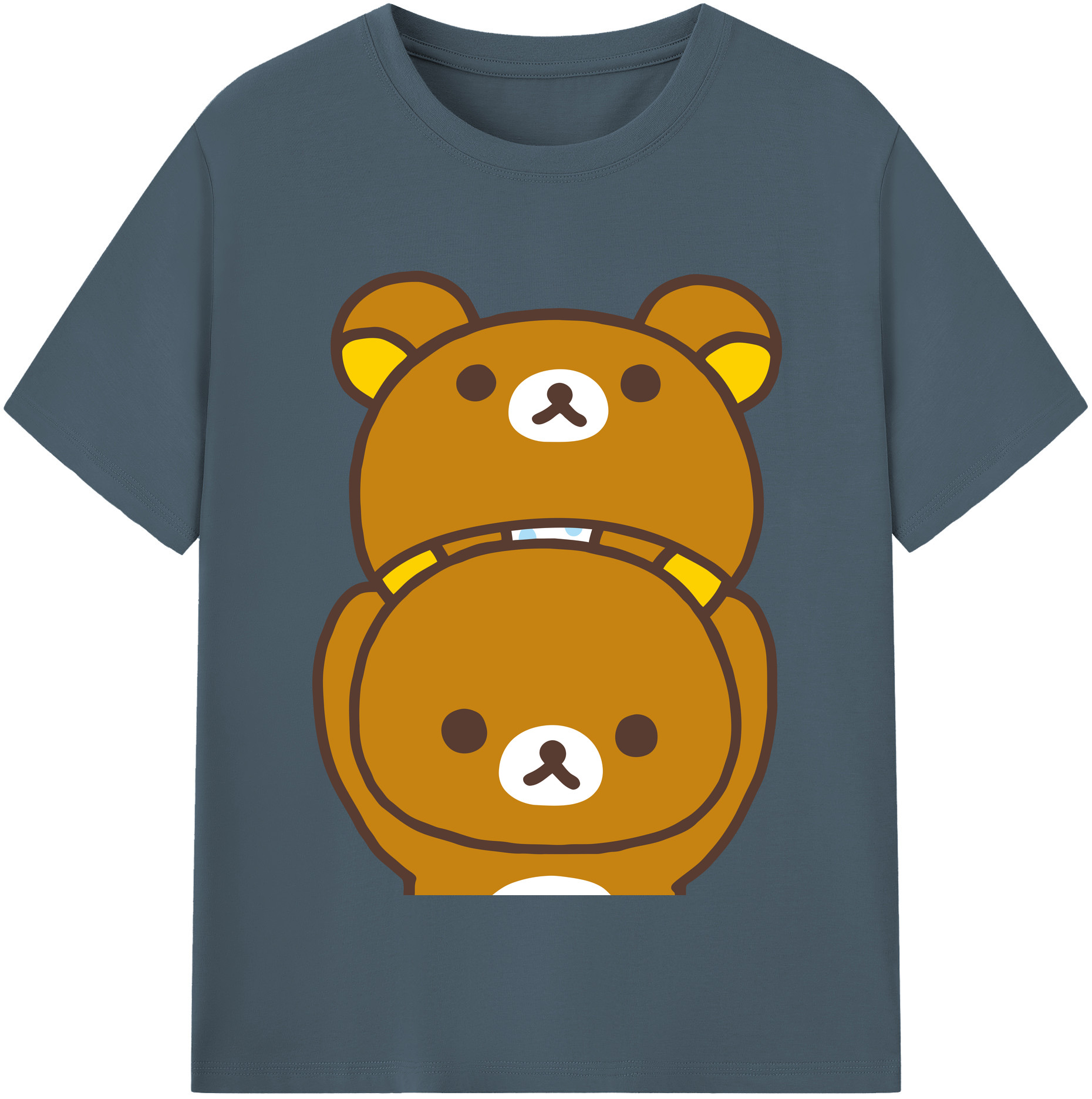 （画像用） リラックマ リラックマ キイロイトリ Rilakkuma Korilakkuma Kiiroitori 綿100％半袖Tシャツ（フロントプリント）
